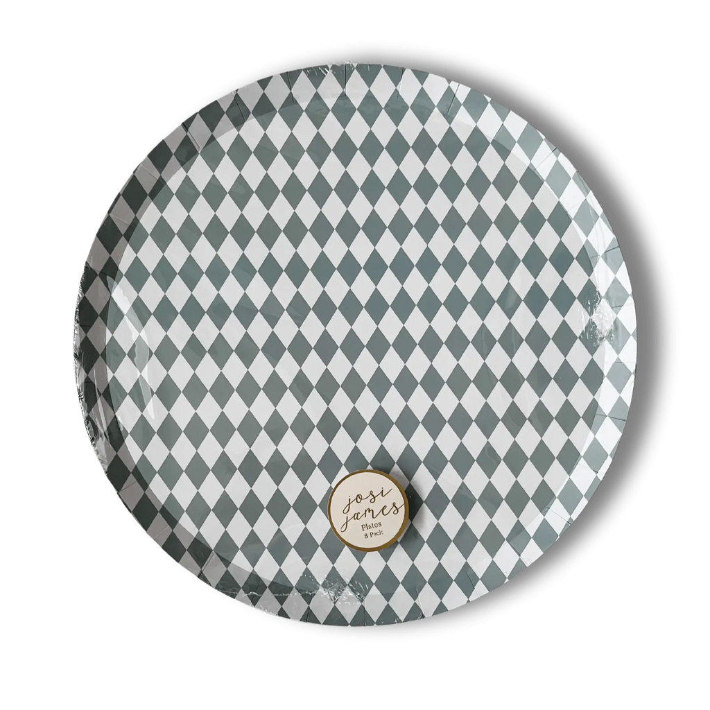 Premium Green Bavarian Check Paper Plates (8pcs)