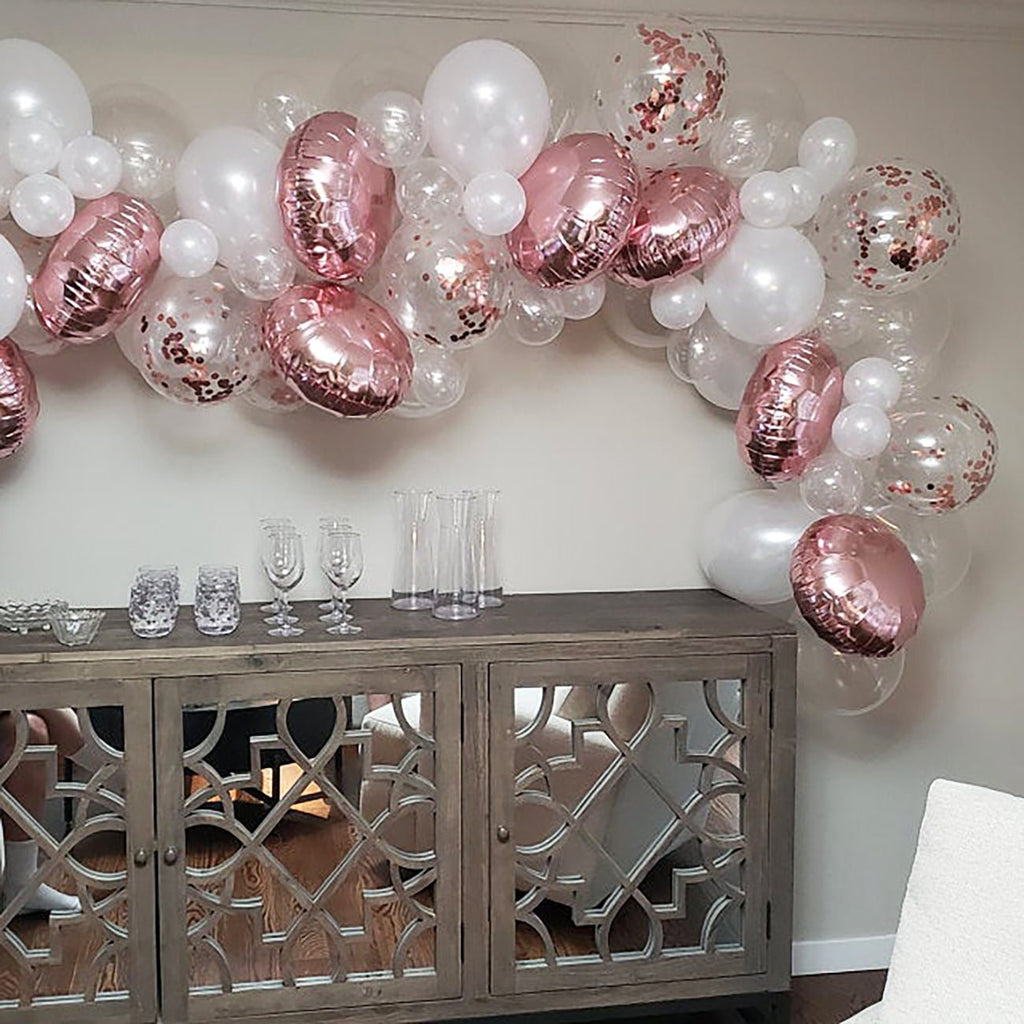 Premium Rose Gold Confetti Latex Balloon Packs (11” and 36”)