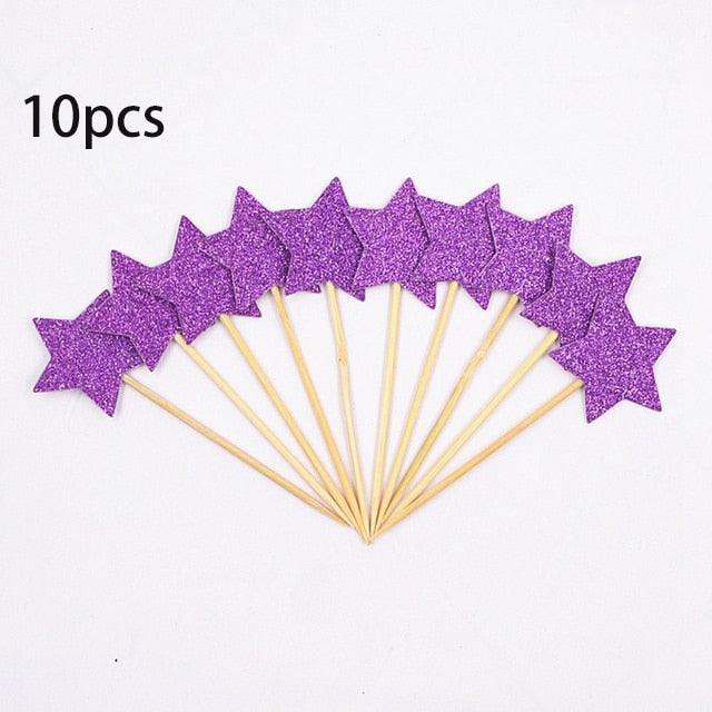 5PCs Love Happy Birthday Cake Toppers Heart Stars And Crown Stars In Various Shapes And Colors Acrylic Cake Topper Happy Birthday Cake Topper Cake Decoration Crown Stars Cupcake Topper Flags For Wedding Kids Birthday Party Supplies Cake Decoration