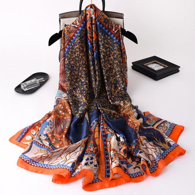 New Brand Designer Luxury  Winter Long Silk Scarf Shawls Wraps Print Cotton Scarf Stylish Head Wraps Scarves Hijabs Neck Scarves Lady Hijab For Female