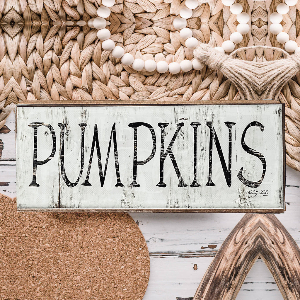 Pumpkins Wood Sign Rustic Fall Halloween Tabletop Shelf Mantel Decor 10x4x1