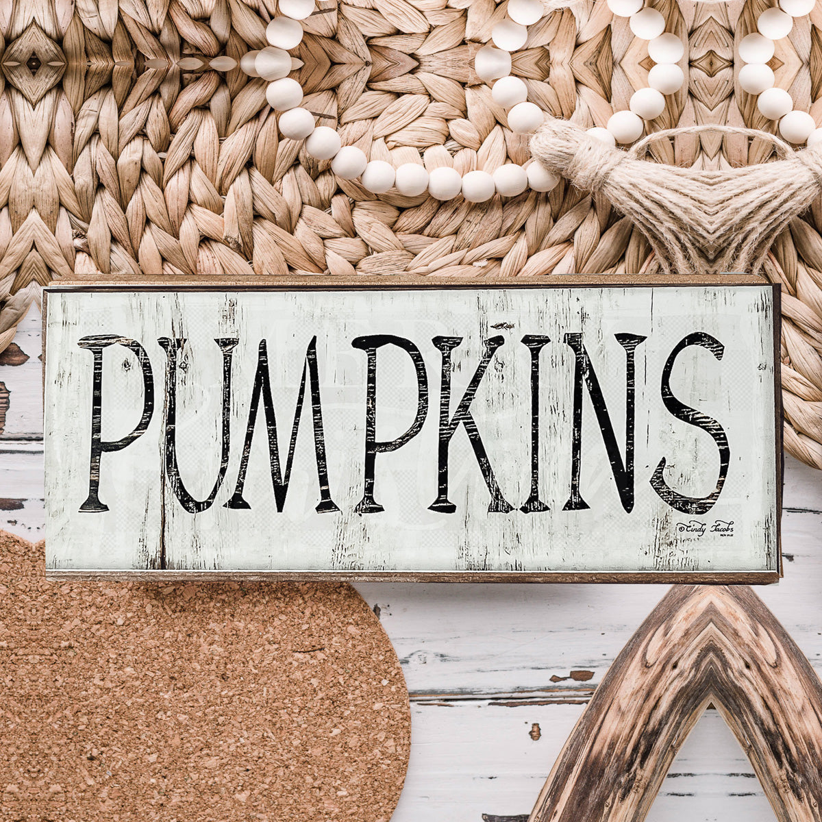 Pumpkins Wood Sign Rustic Fall Halloween Tabletop Shelf Mantel Decor 10x4x1
