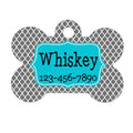 Quatrefoil Dog Name Tag - Dog Collar Name Tag - Turquoise