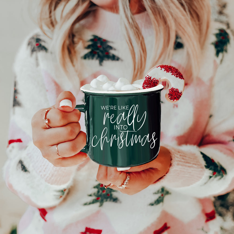 Christmas Mug 14.5oz Ceramic Red Green Funny Really Into Christmas Holiday Gift