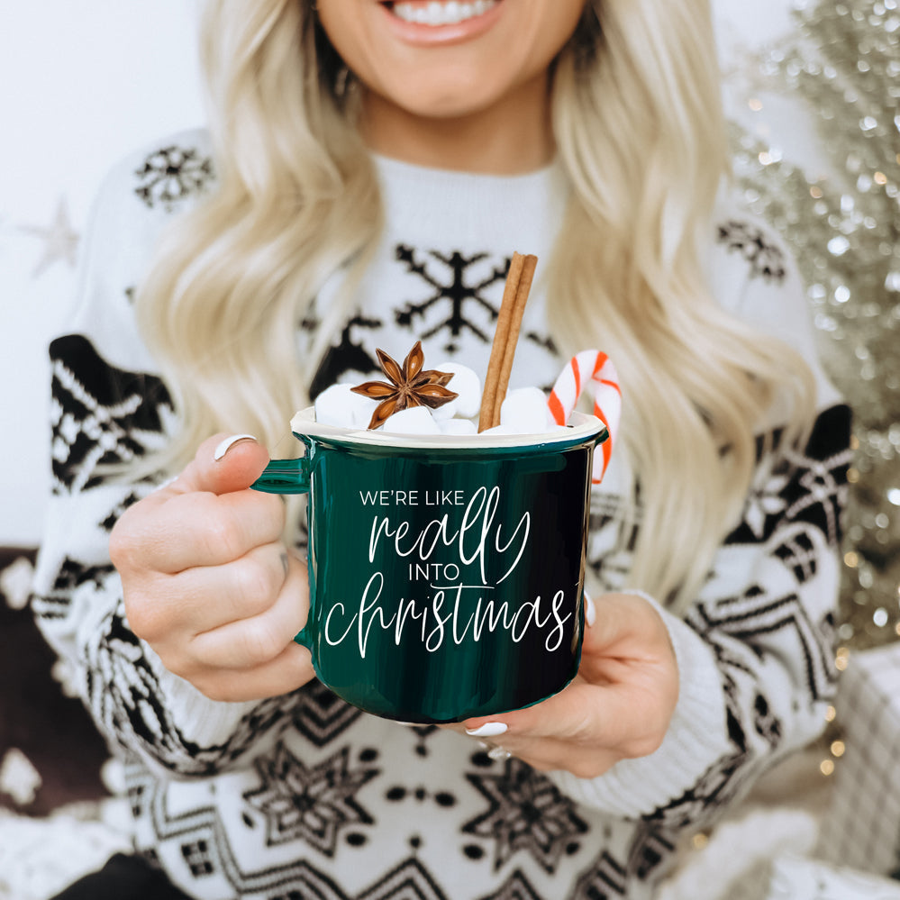 Christmas Mug 14.5oz Ceramic Red Green Funny Really Into Christmas Holiday Gift