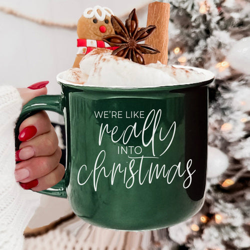 Christmas Mug 14.5oz Ceramic Red Green Funny Really Into Christmas Holiday Gift