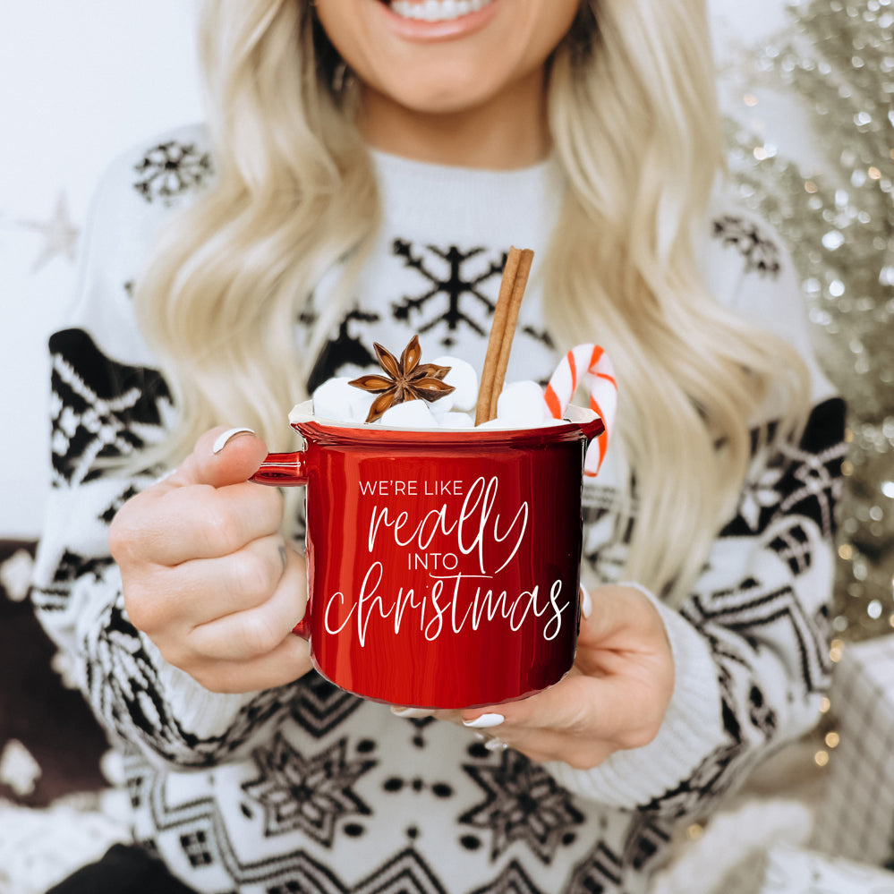 Christmas Mug 14.5oz Ceramic Red Green Funny Really Into Christmas Holiday Gift