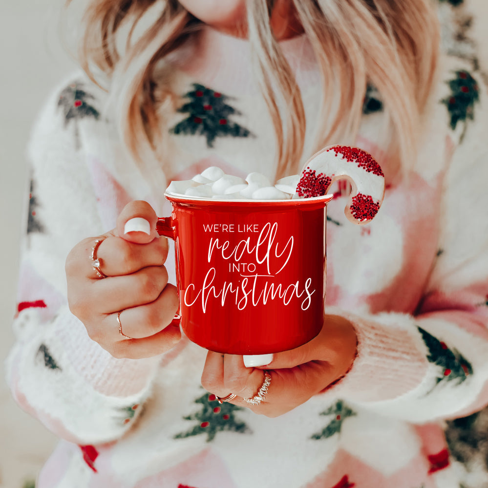Christmas Mug 14.5oz Ceramic Red Green Funny Really Into Christmas Holiday Gift