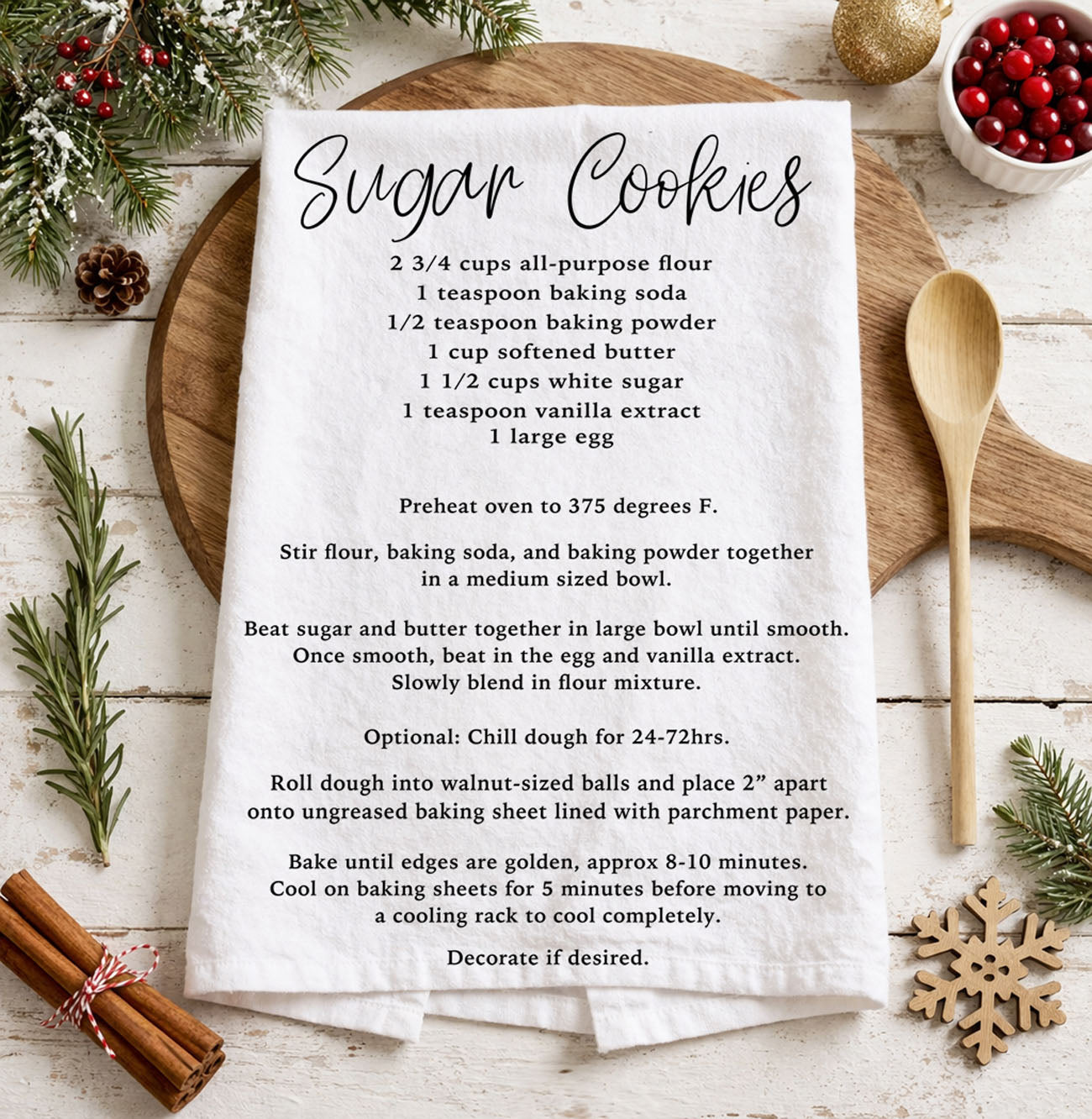 Holiday Cookie Recipe Kitchen Towel