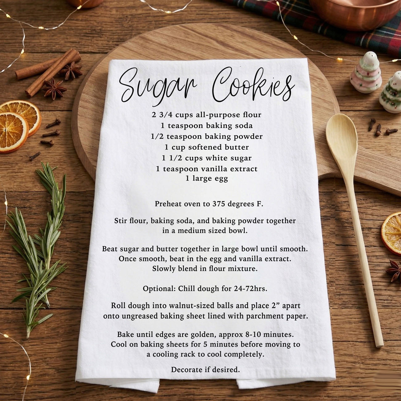 Holiday Cookie Recipe Kitchen Towel