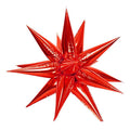 Red Starburst Cluster Balloon | 12-Point Metallic Foil Star