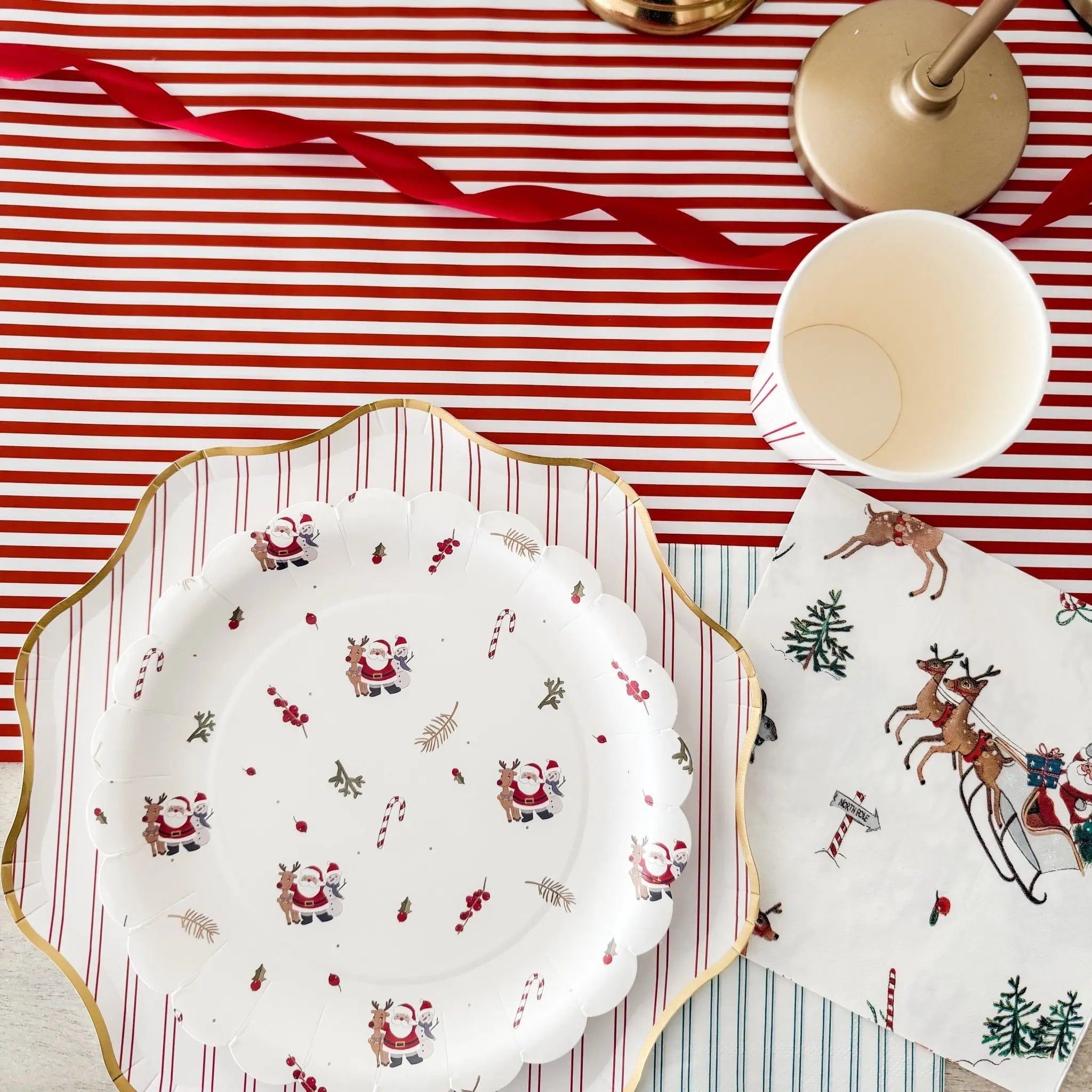 Red Striped Paper Table Runner – 19.5” x 150” | Disposable Party Table Décor