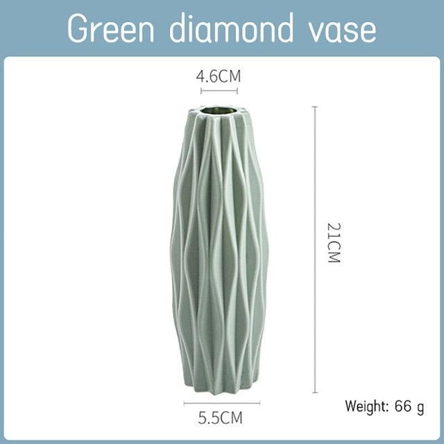 Retro Vintage  Plastic Imitation Ceramic Decorative Flower Vases for Decor Home, Living Room, Office, Parties, Wedding, Gift for Family Friends Vase Living Room Decoration Ornaments Modern Origami Plastic Vases for Flower Arrangements Home Decor