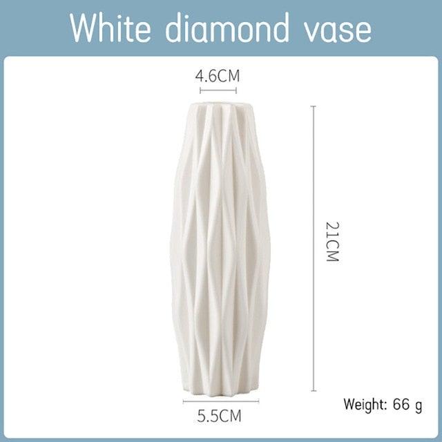 Retro Vintage  Plastic Imitation Ceramic Decorative Flower Vases for Decor Home, Living Room, Office, Parties, Wedding, Gift for Family Friends Vase Living Room Decoration Ornaments Modern Origami Plastic Vases for Flower Arrangements Home Decor