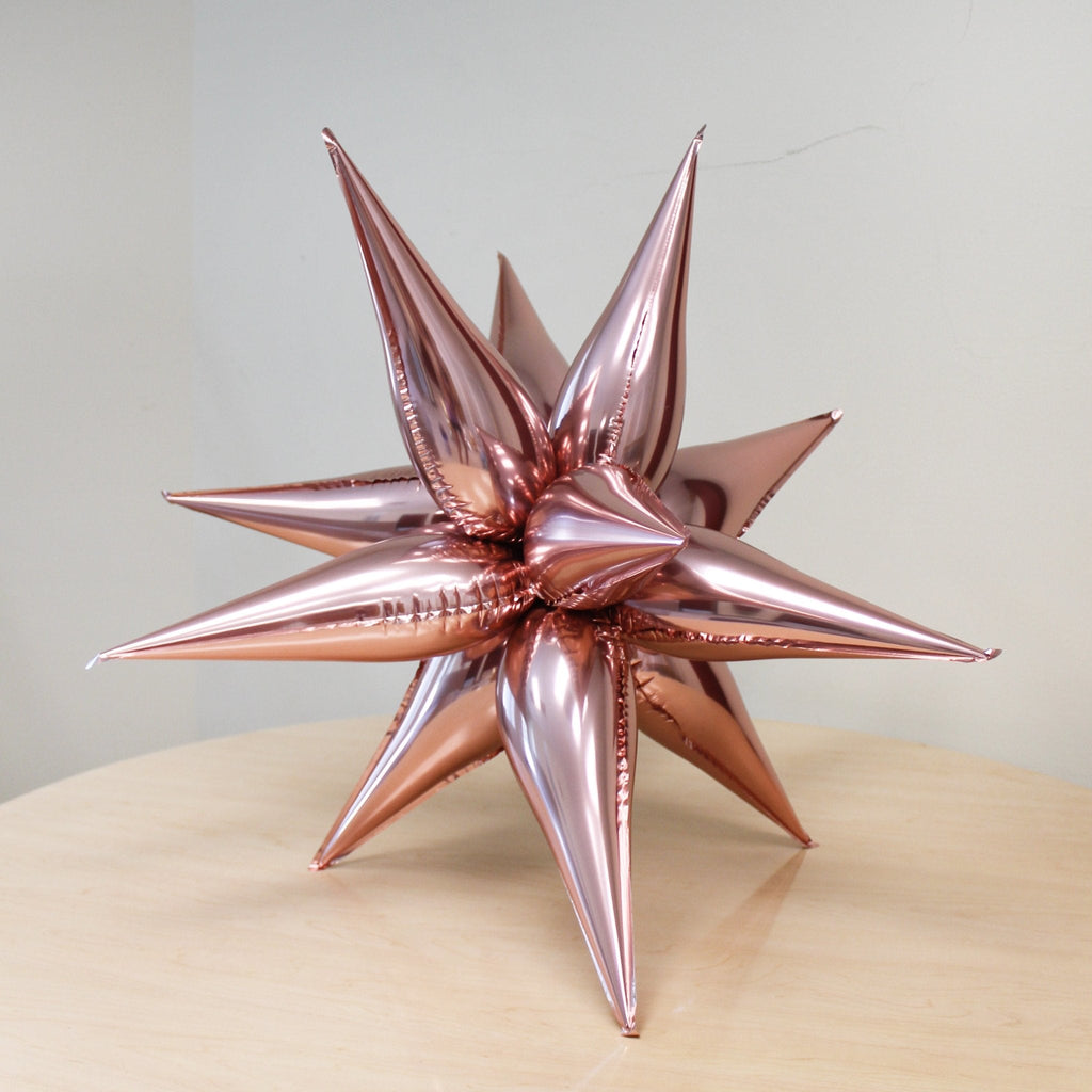 Rose Gold Starburst Cluster Balloon | Chrome Metallic Foil Star