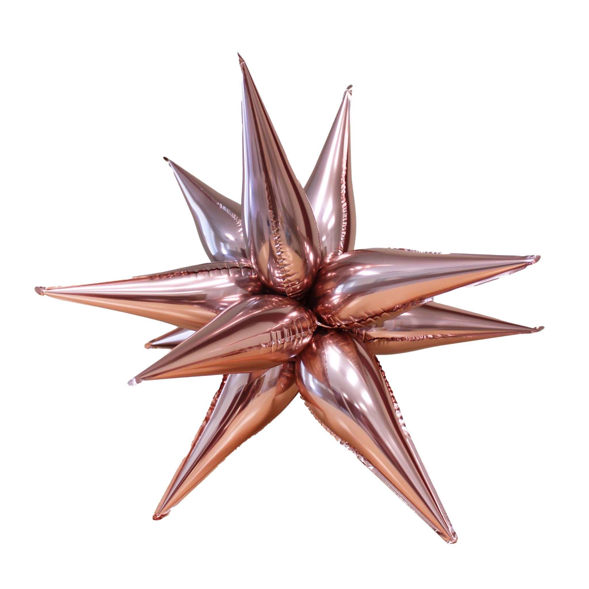 Rose Gold Starburst Cluster Balloon | Chrome Metallic Foil Star
