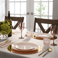 Round Blush Pink and Gold Plastic Plates | 10 Pack