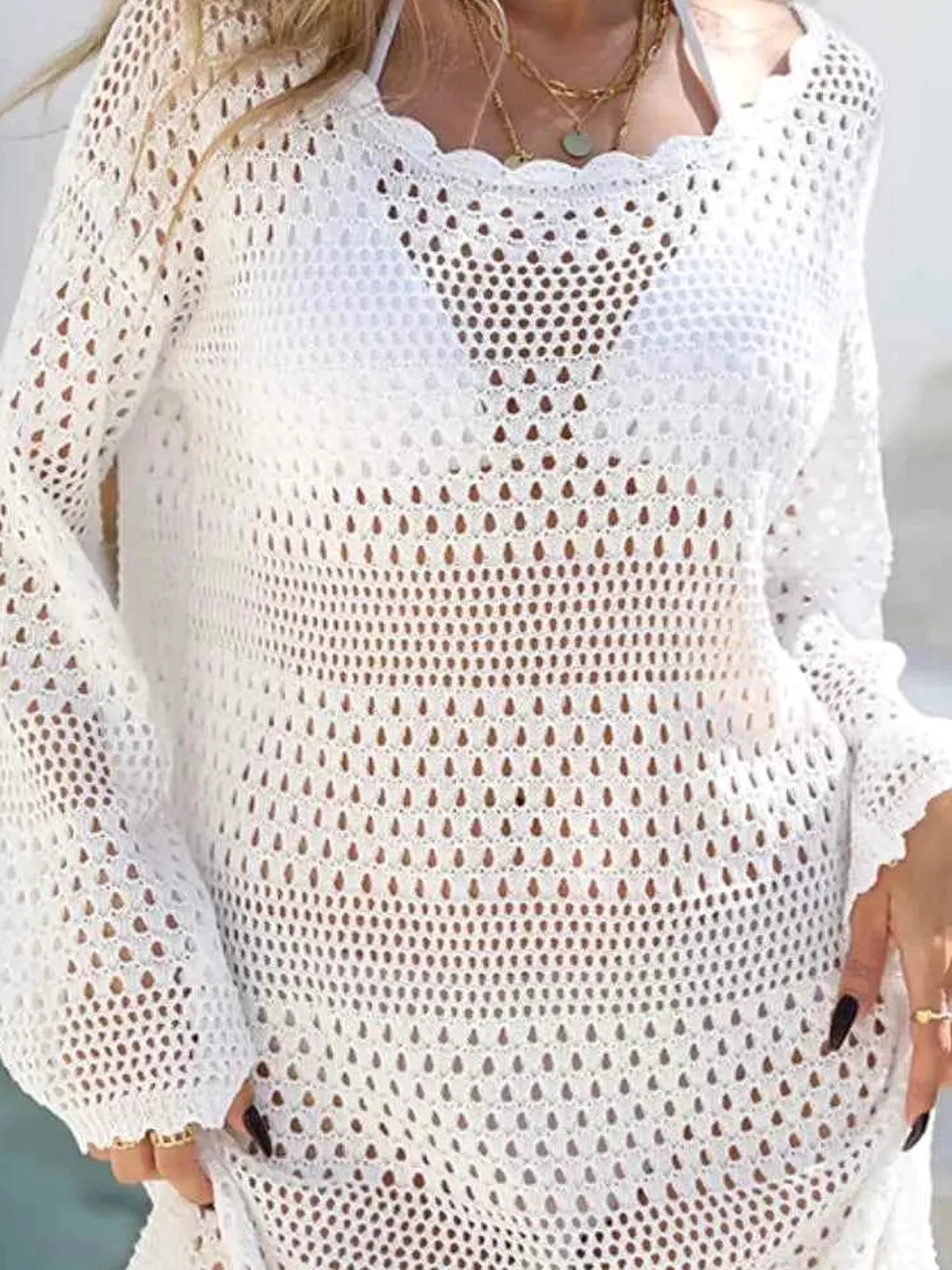 Round Neck Openwork Cover-Up