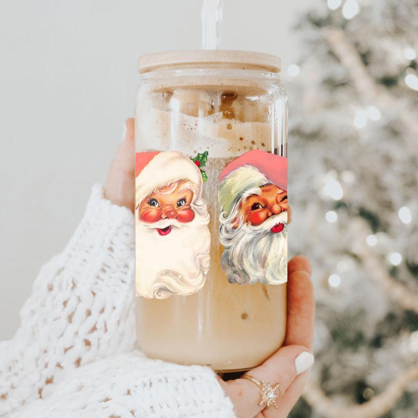 Vintage Santa 17oz Glass Mug
