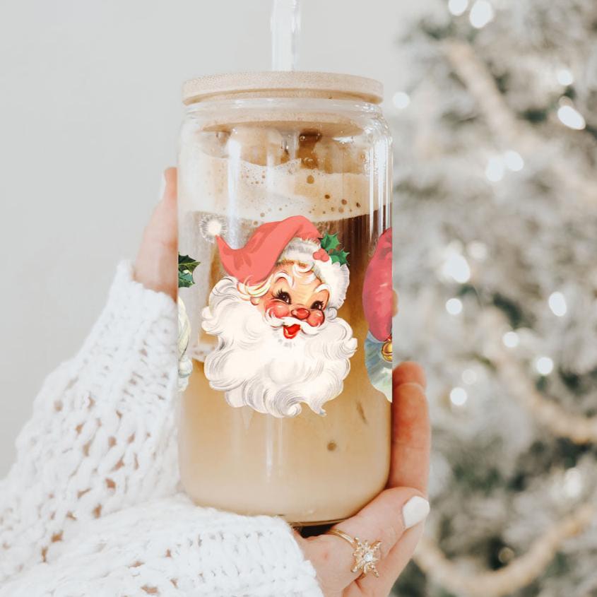 Vintage Santa 17oz Glass Mug