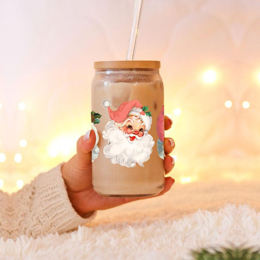 Vintage Santa 17oz Glass Mug
