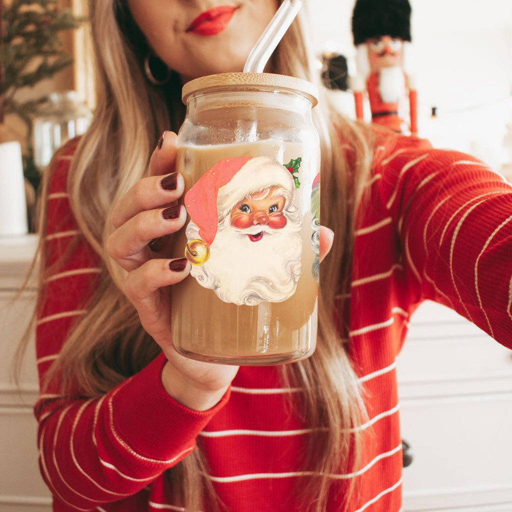 Vintage Santa 17oz Glass Mug