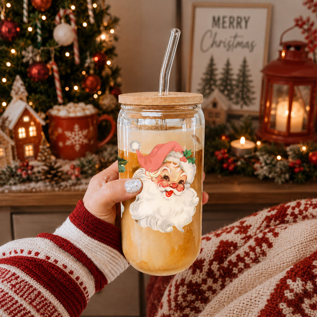 Vintage Santa 17oz Glass Mug