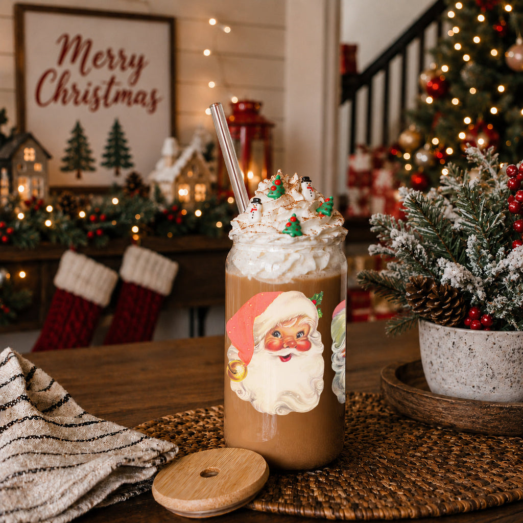 Vintage Santa 17oz Glass Mug