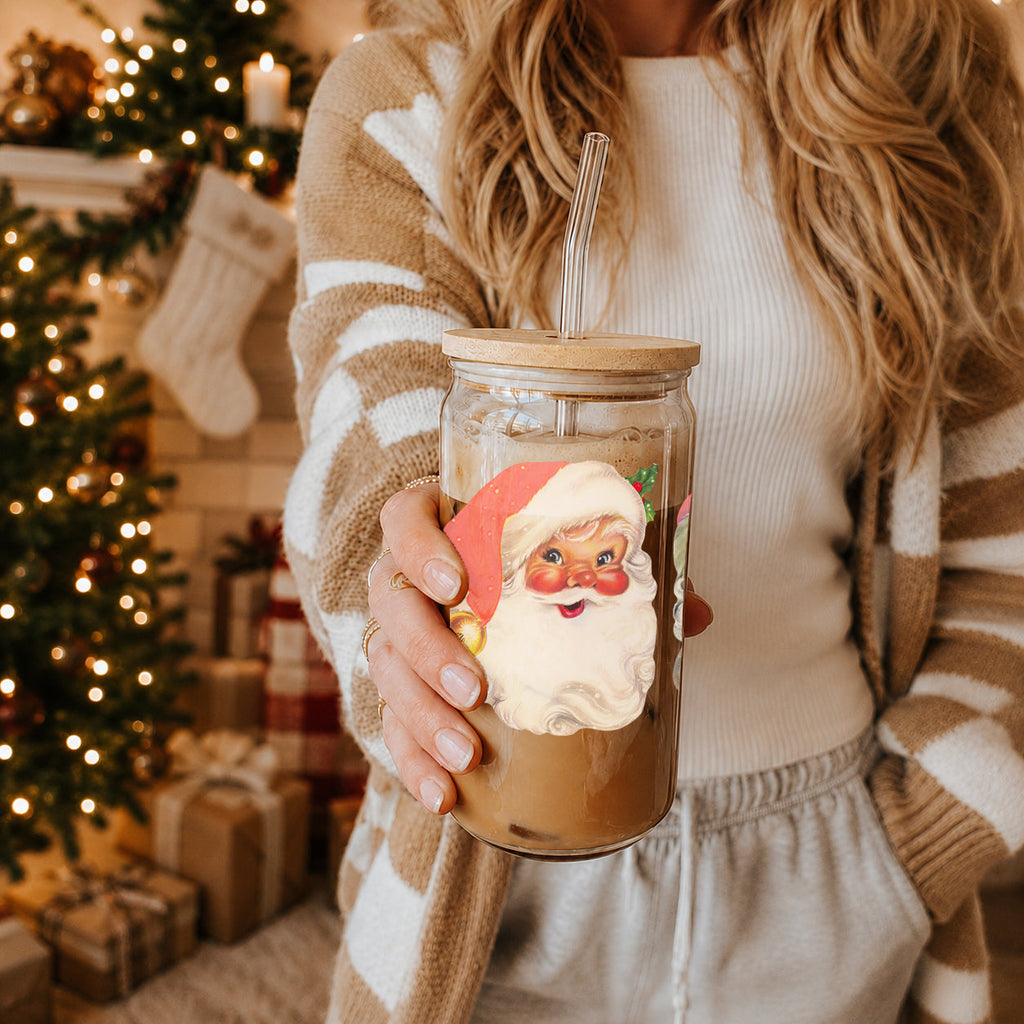 Vintage Santa 17oz Glass Mug