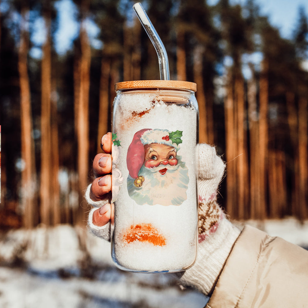 Vintage Santa 17oz Glass Mug