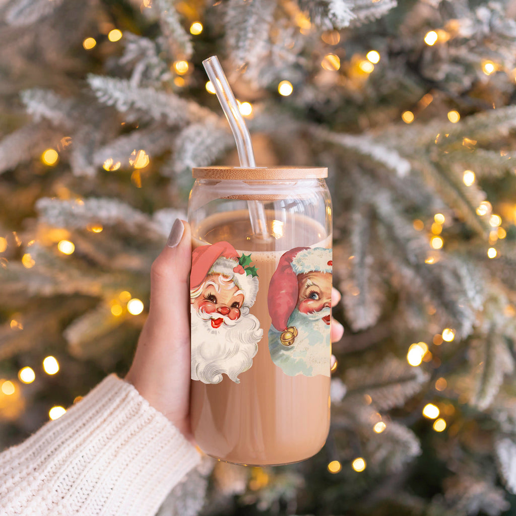 Vintage Santa 17oz Glass Mug