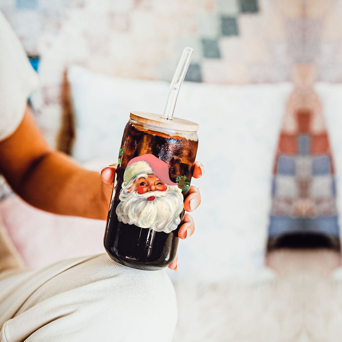 Vintage Santa 17oz Glass Mug