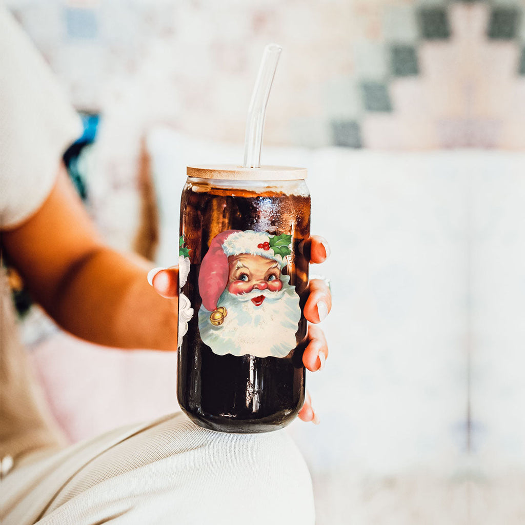 Vintage Santa 17oz Glass Mug