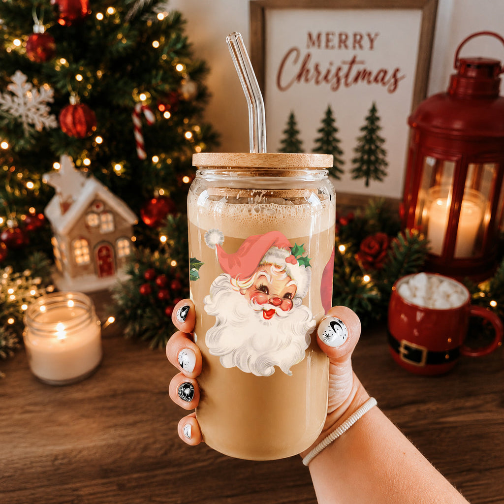 Vintage Santa 17oz Glass Mug