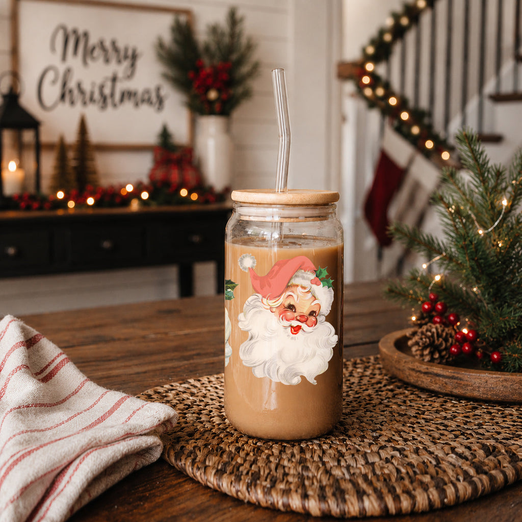 Vintage Santa 17oz Glass Mug