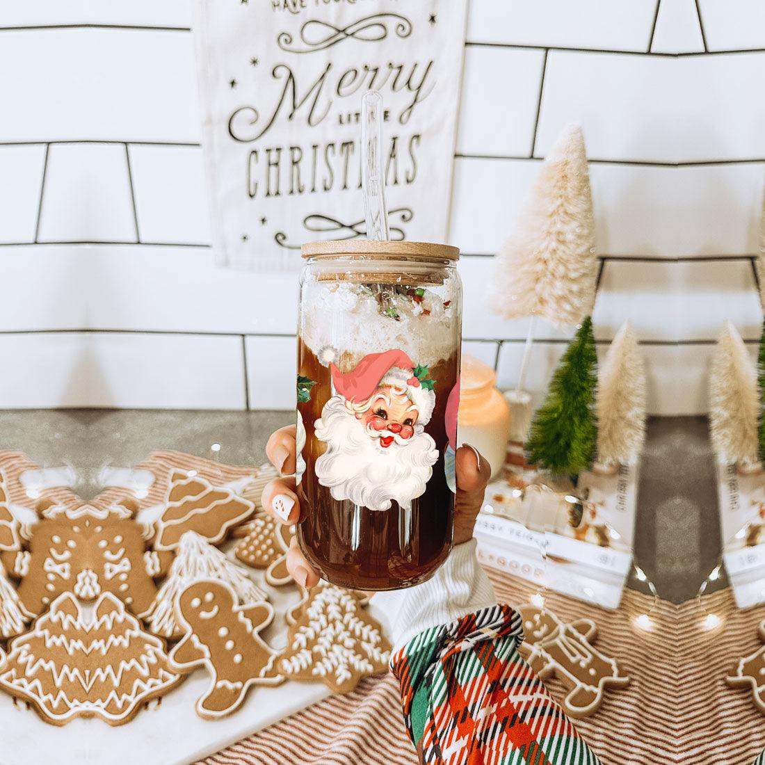 Vintage Santa 17oz Glass Mug