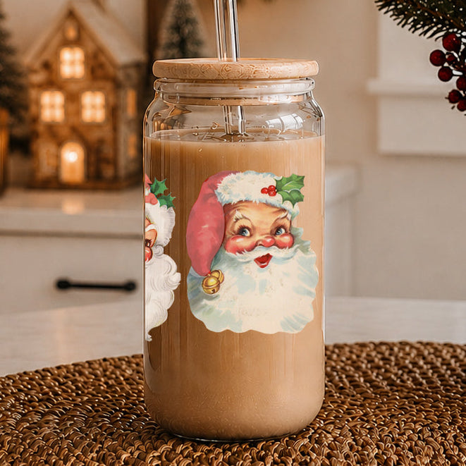 Vintage Santa 17oz Glass Mug