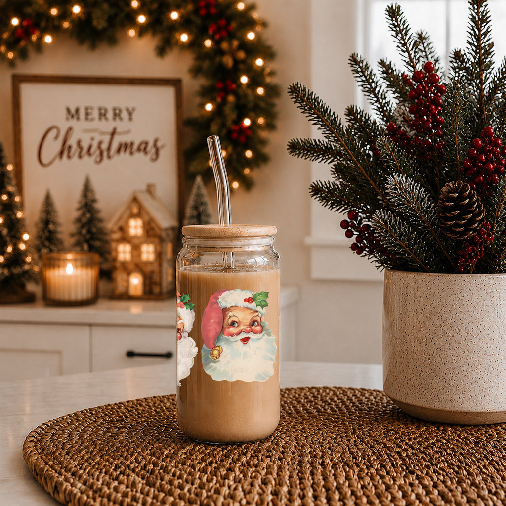 Vintage Santa 17oz Glass Mug