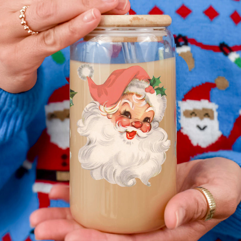 Vintage Santa 17oz Glass Mug