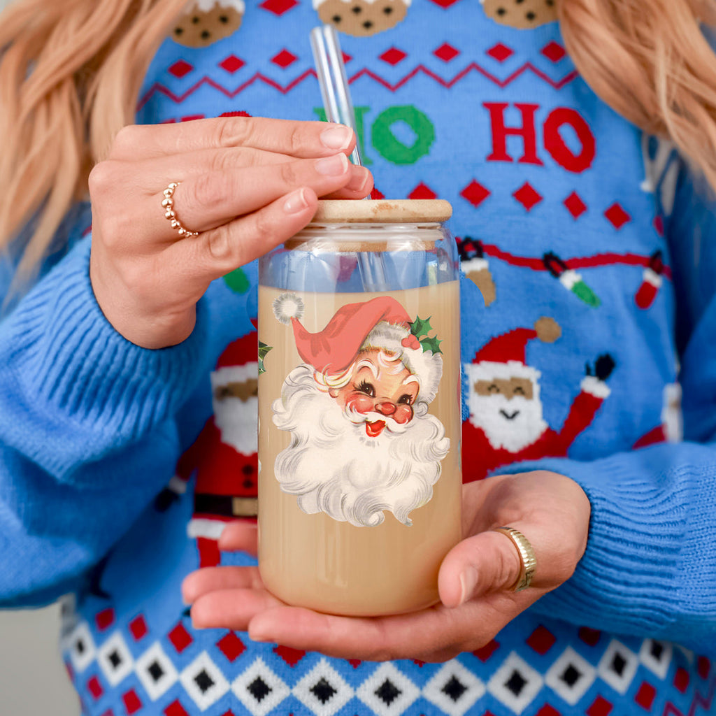 Vintage Santa 17oz Glass Mug