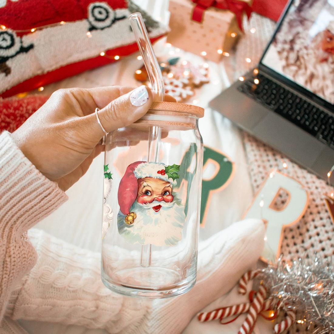 Vintage Santa 17oz Glass Mug