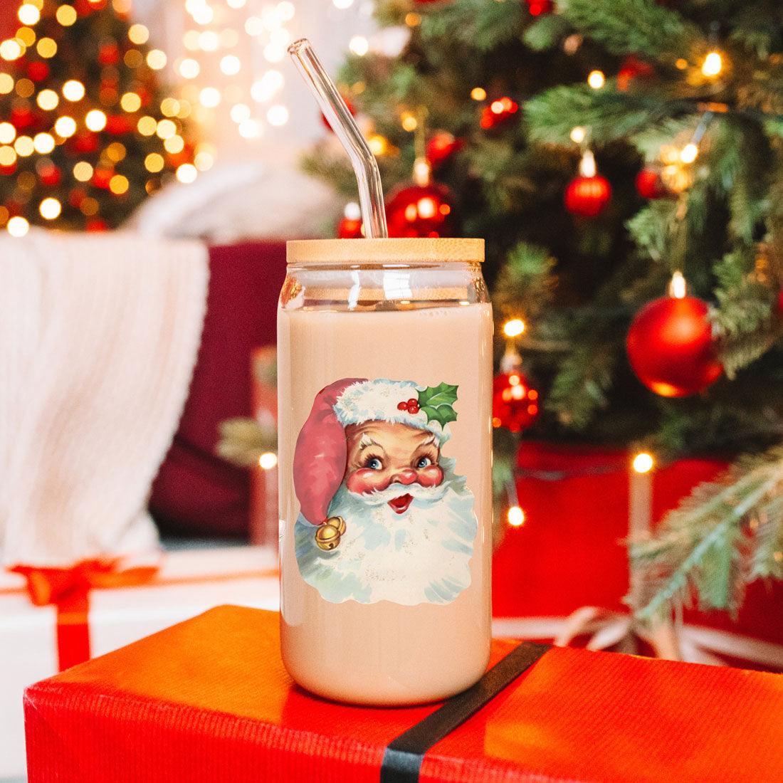 Vintage Santa 17oz Glass Mug