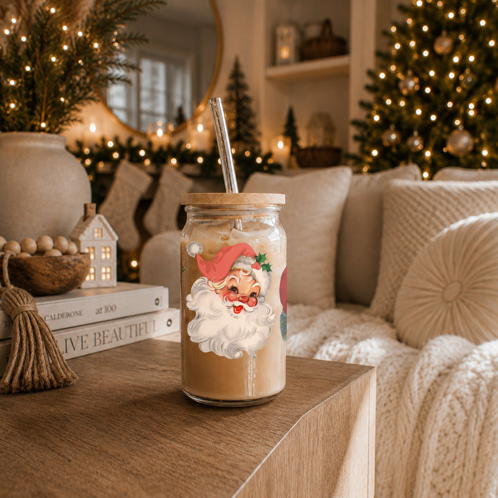 Vintage Santa 17oz Glass Mug