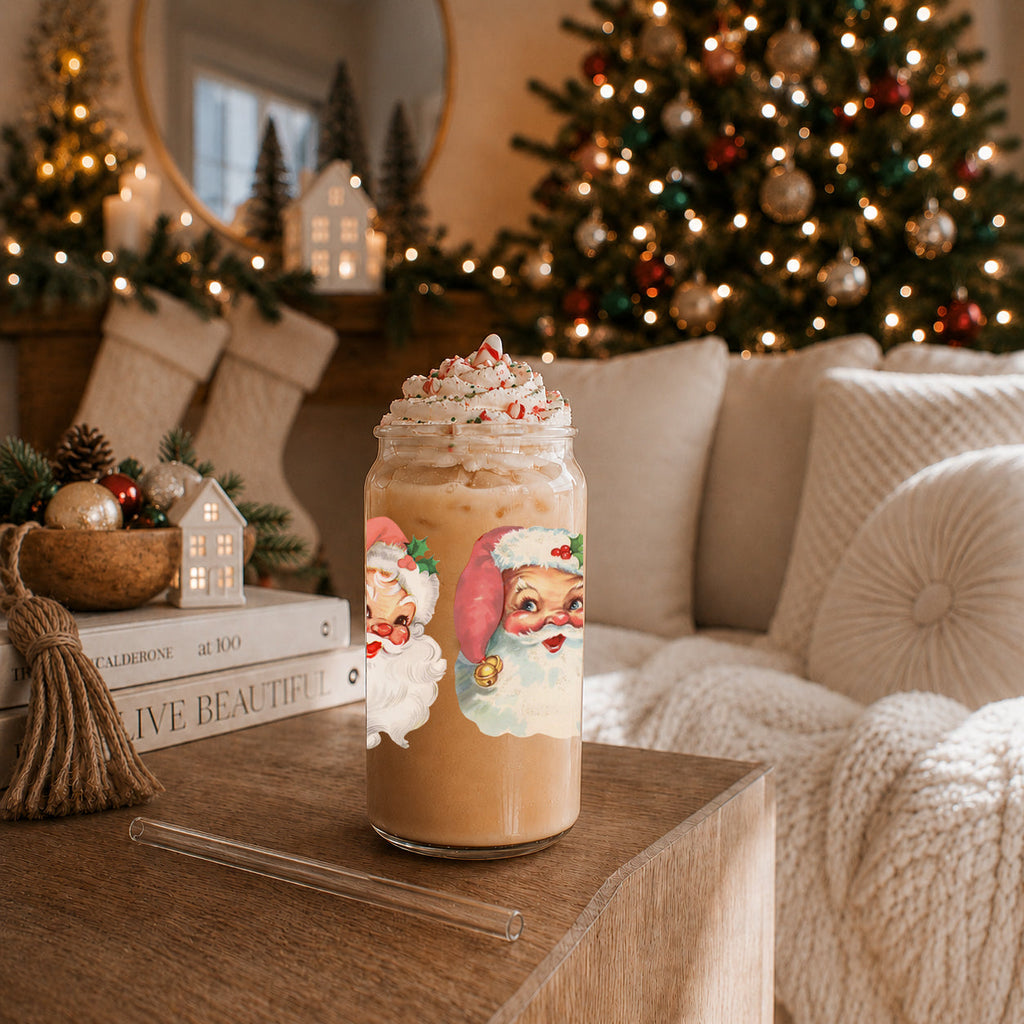 Vintage Santa 17oz Glass Mug