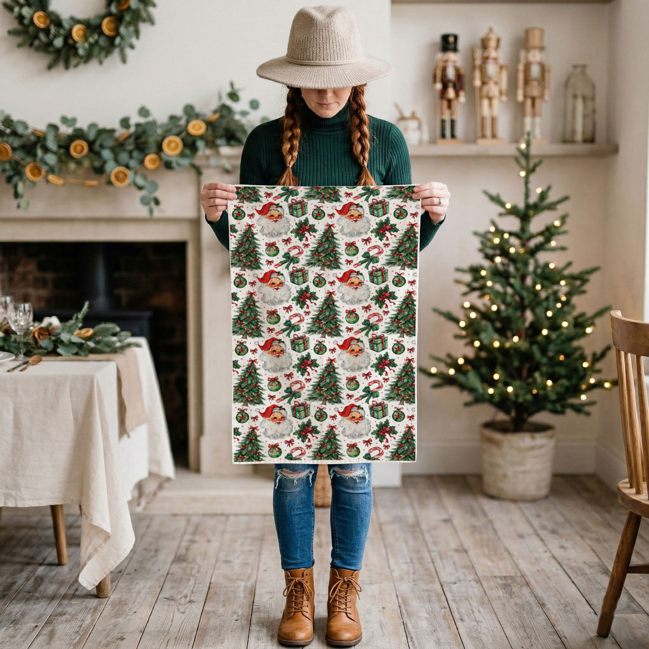 Santa Vintage Kitchen Towel