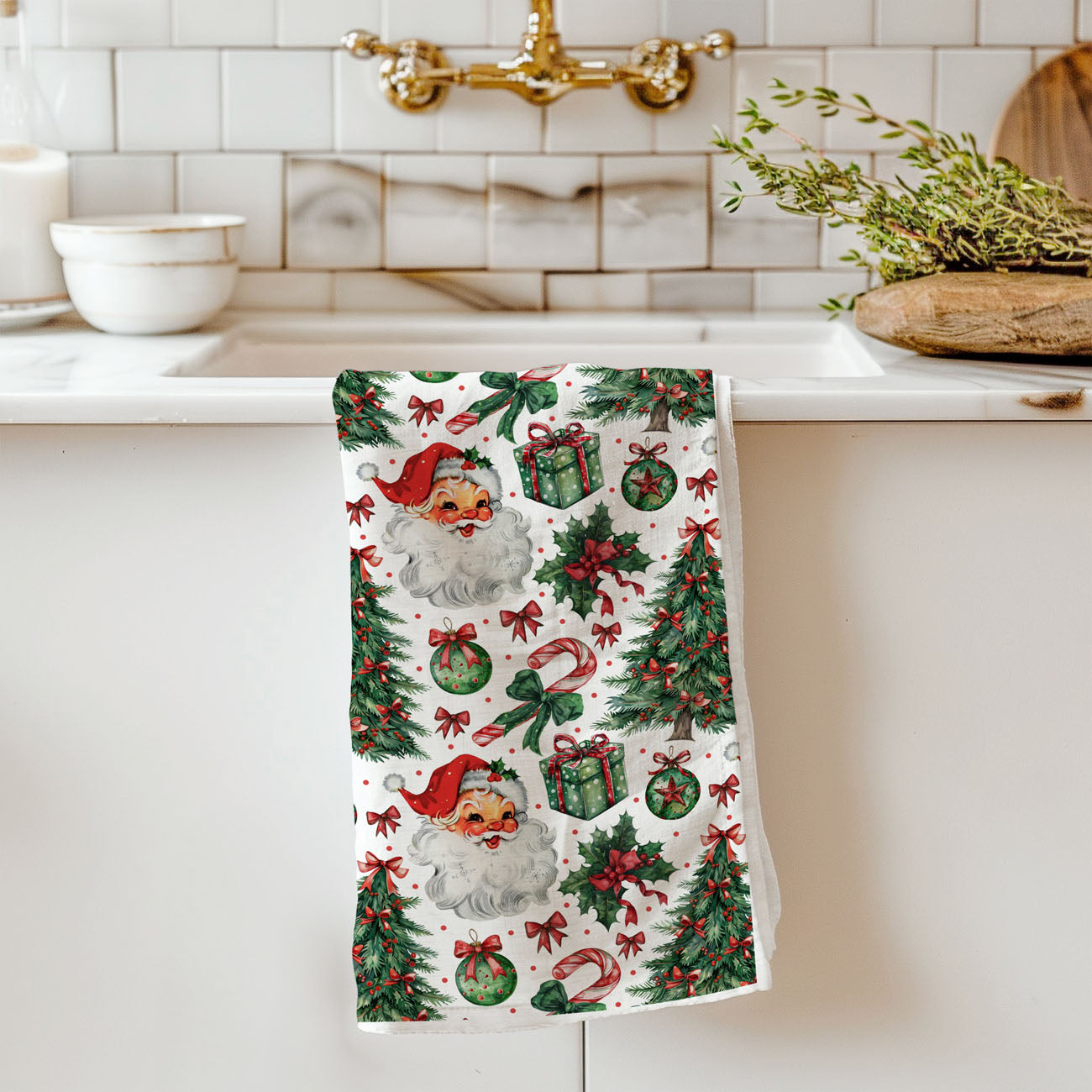 Santa Vintage Kitchen Towel