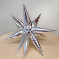 Silver Starburst Cluster Balloon | 12-Point Metallic Foil Star