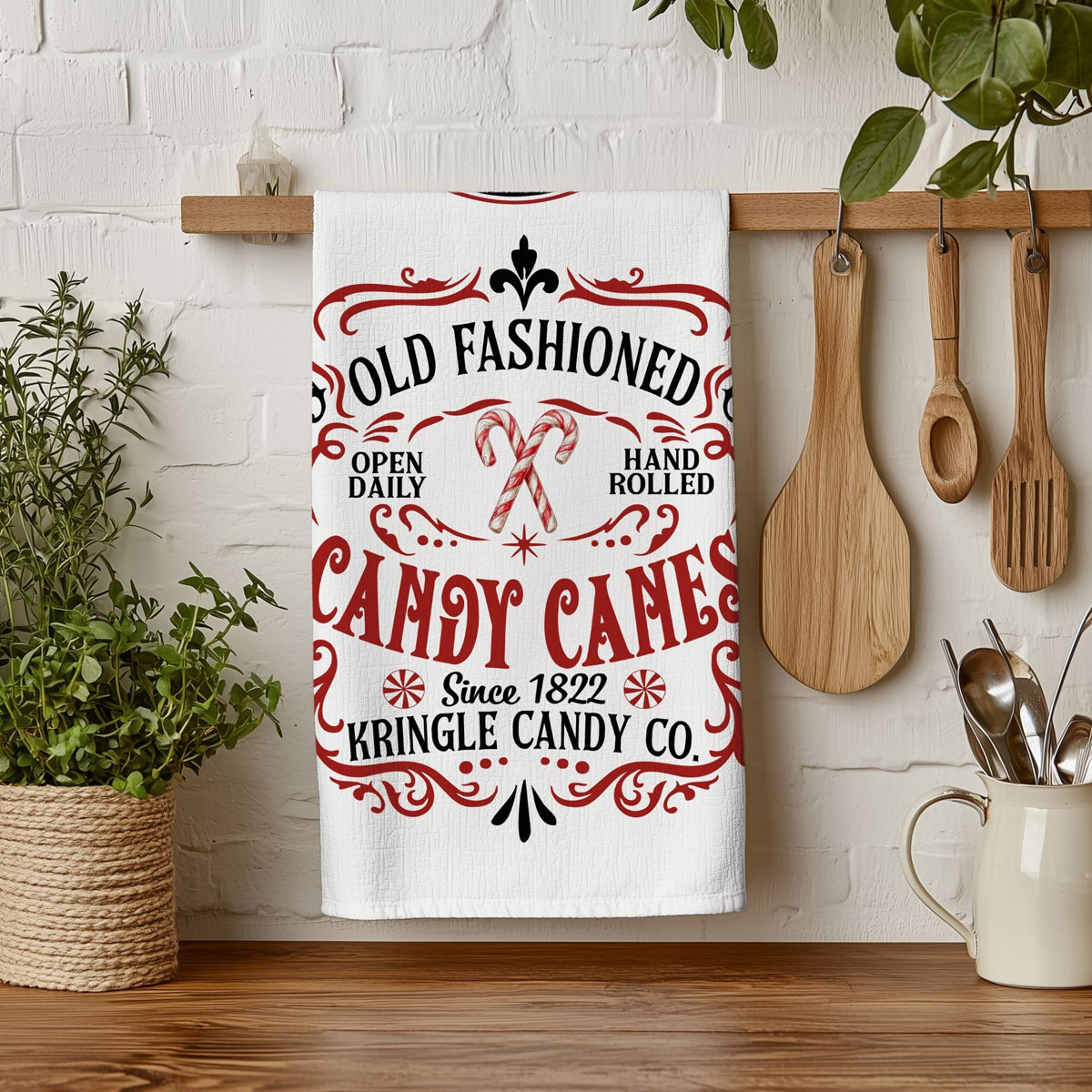 Sleigh + Candy Canes Kitchen Towel
