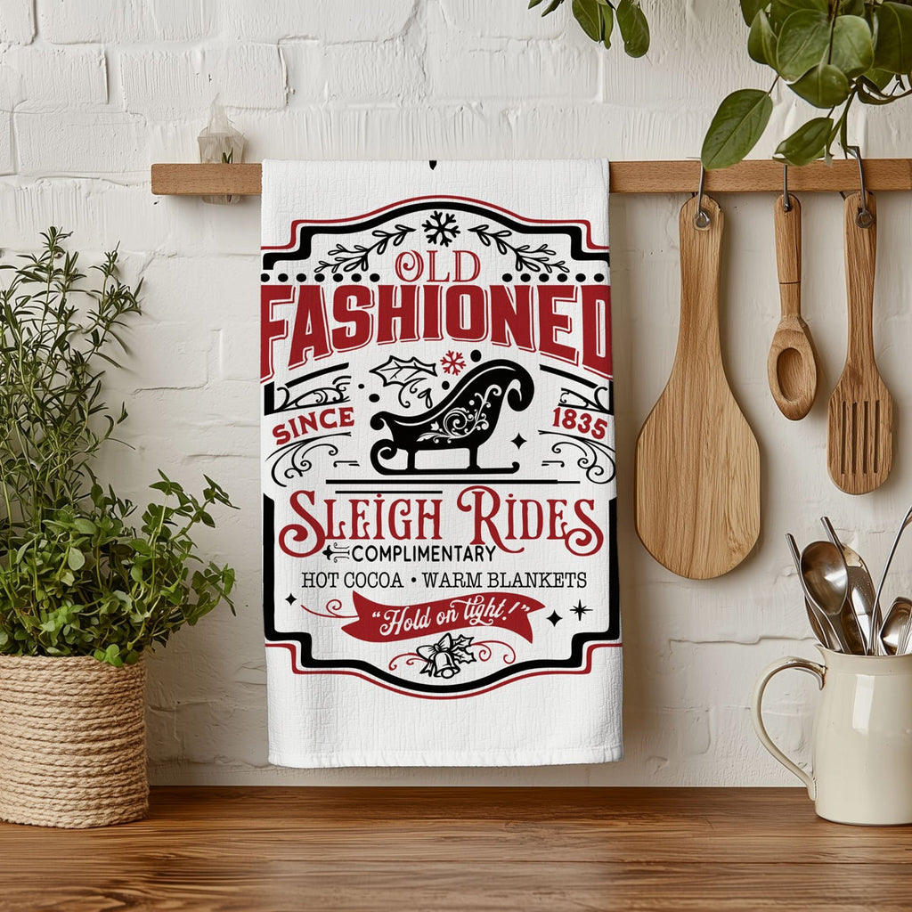 Sleigh + Candy Canes Kitchen Towel