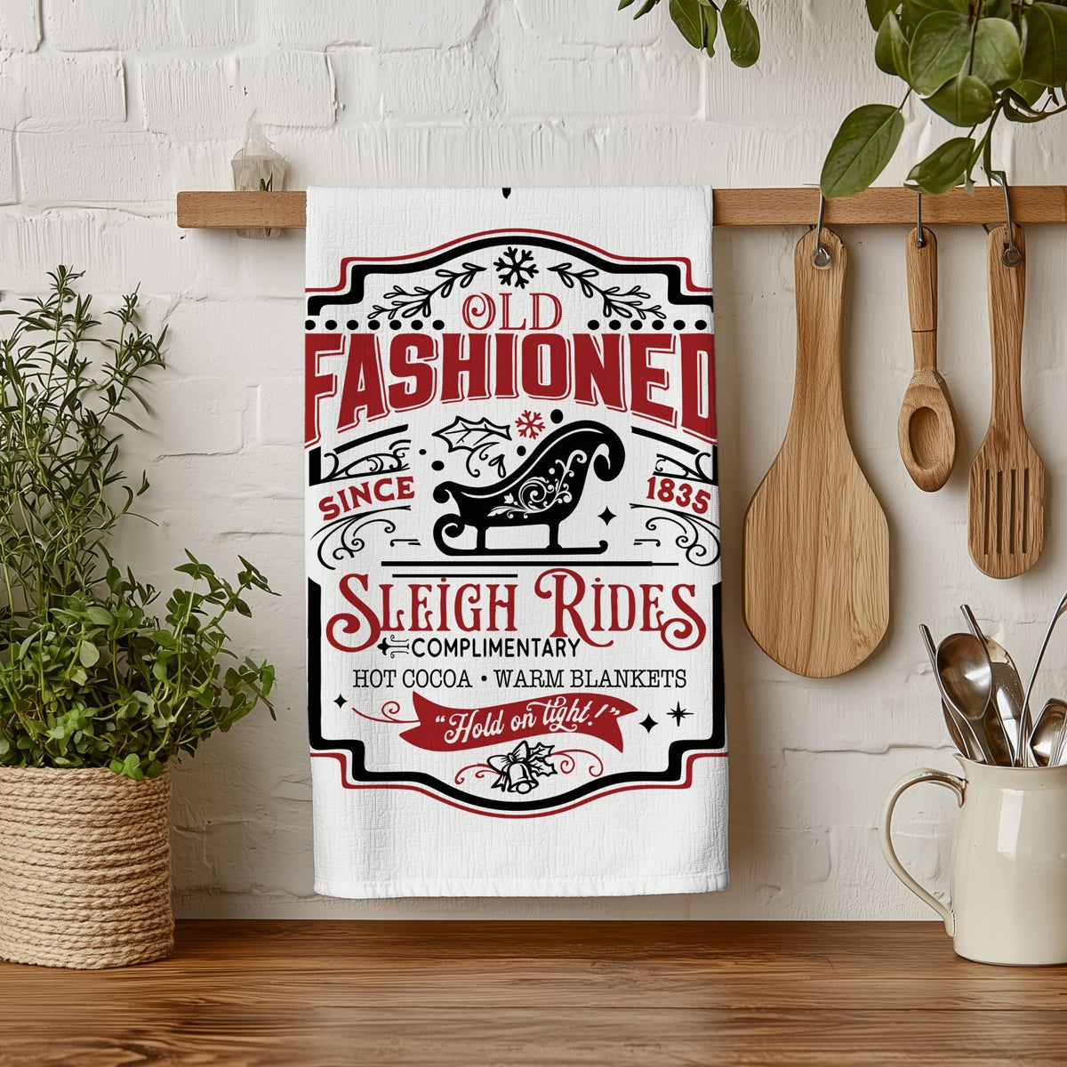 Sleigh + Candy Canes Kitchen Towel
